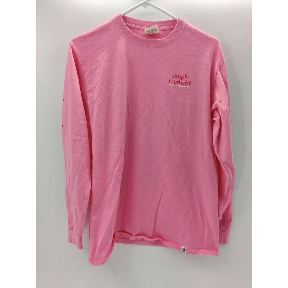 Simply Southern Pink Feliz‎ Navi Dog Christmas Long Sleeve Graphic Tee Medium